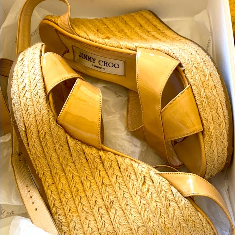 Patent Creme Jimmy Choo Wedges